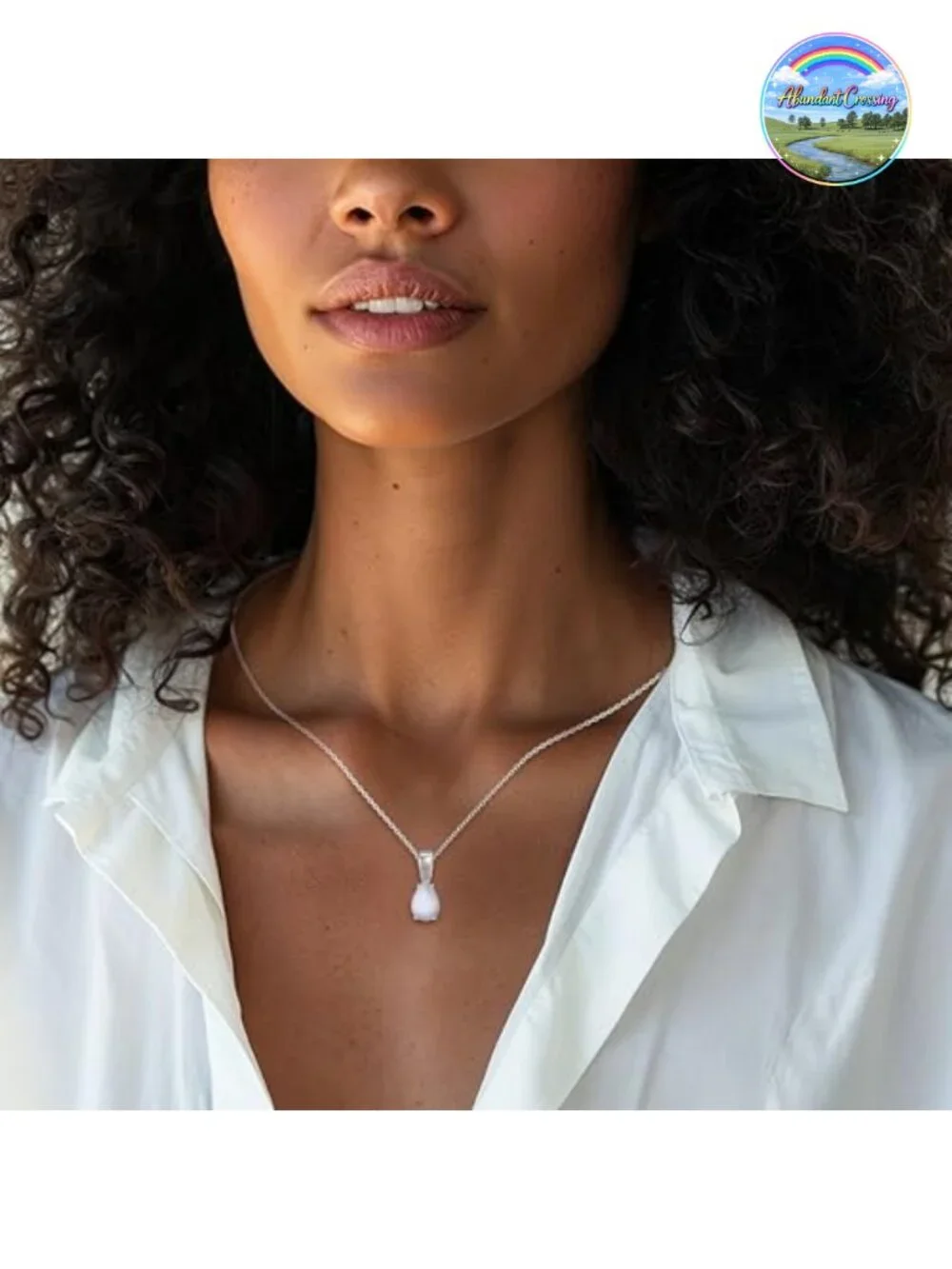 Sterling Silver Moonstone Teardrop Pendant Necklace 45cm